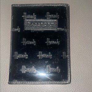 Harrods Glossy Black Passport Cover
